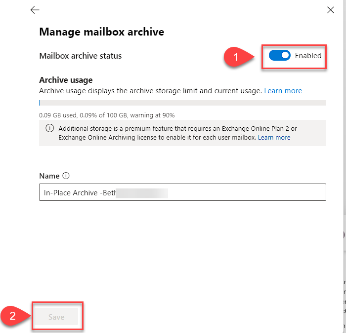 How to enable Archiving in Microsoft 365 exchange online